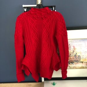Rare find BCBGMaxaria Red Skirt Hemmed Sweater